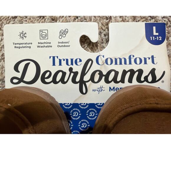 Dearfoam Men's Microsuede Chestnut Brown Slippers - Large  11-12 NEW WITH TAGS - Picture 3 of 4